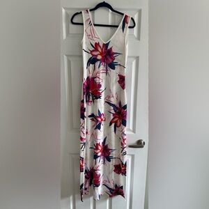 Floral Maxi Dress with Red and Pink Blooms
